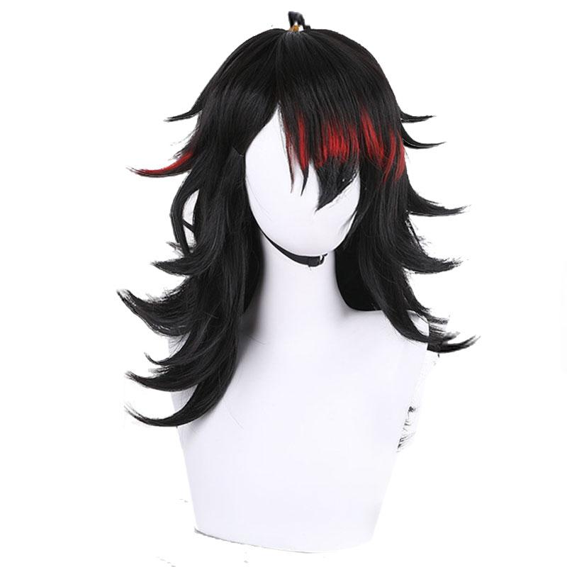 Virtual YouTuber LUXIEM Vox Akum Black Red Long Cosplay Wigs