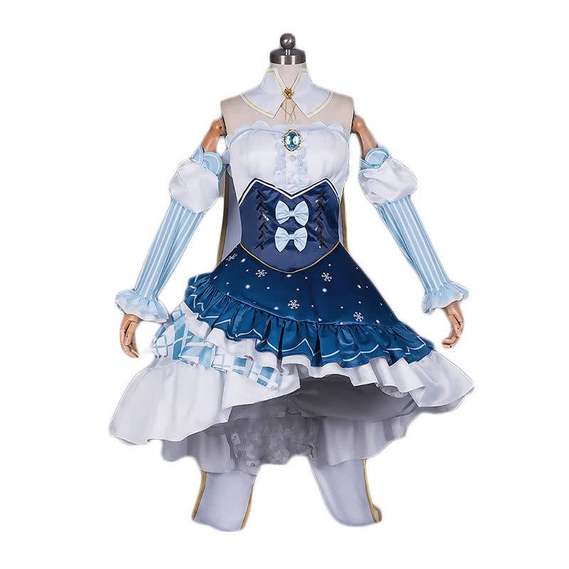strapless open back dress Snow Queen Anna Elsa Princess Cosplay Costume Outfit Full Set Hallowee –  Cosermart main image 1