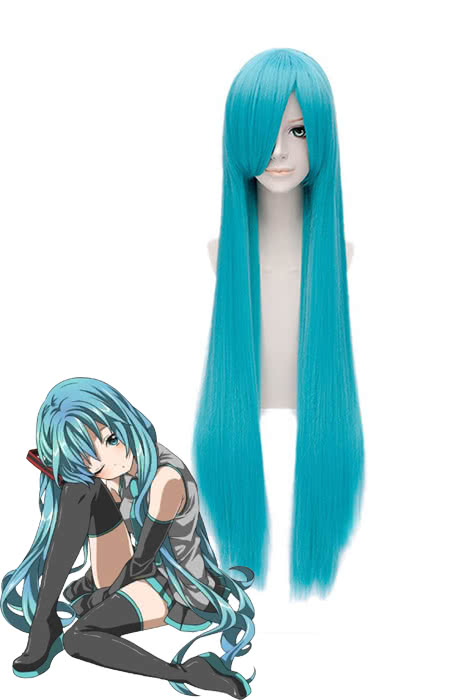 100cm Vocaloid Hatsune Miku Cosplay Wigs Light Blue Straight Woman Wigs
