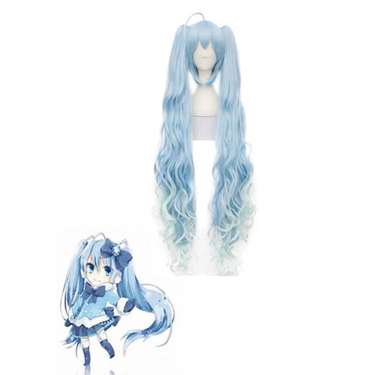 VOCALOID Hatsune Miku Light Blue Supper Long Curly Cosplay Wigs 
