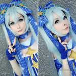 VOCALOID Hatsune Miku Light Blue Supper Long Curly Cosplay Wigs 