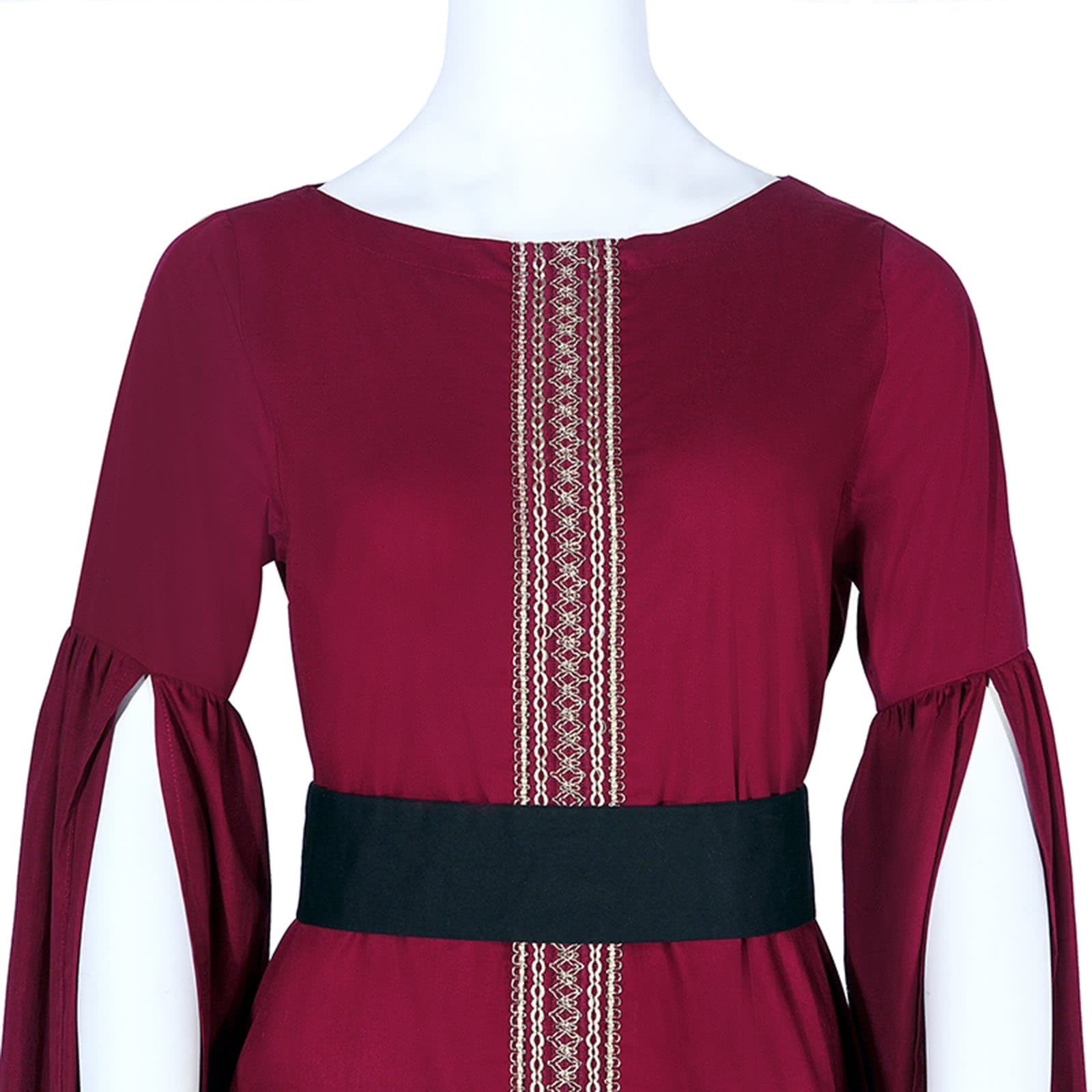Women Girl Pure Cotton Retro Elegant Red Long Dress