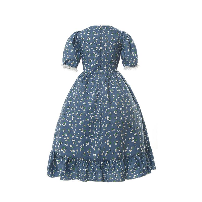Women Renaissance Victorian Medieval Long Floral Dress 