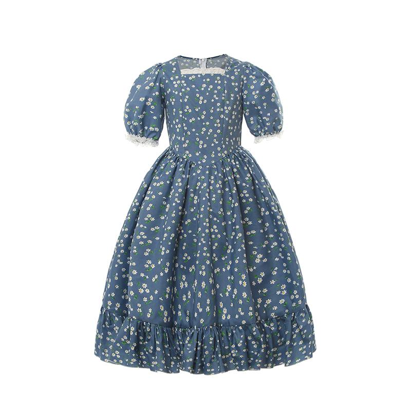 Women Renaissance Victorian Medieval Long Floral Dress 