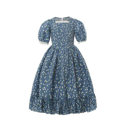 Women Renaissance Victorian Medieval Long Floral Dress 