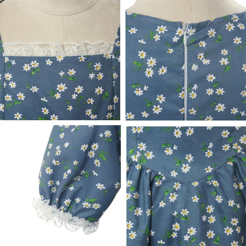 Women Renaissance Victorian Medieval Long Floral Dress 