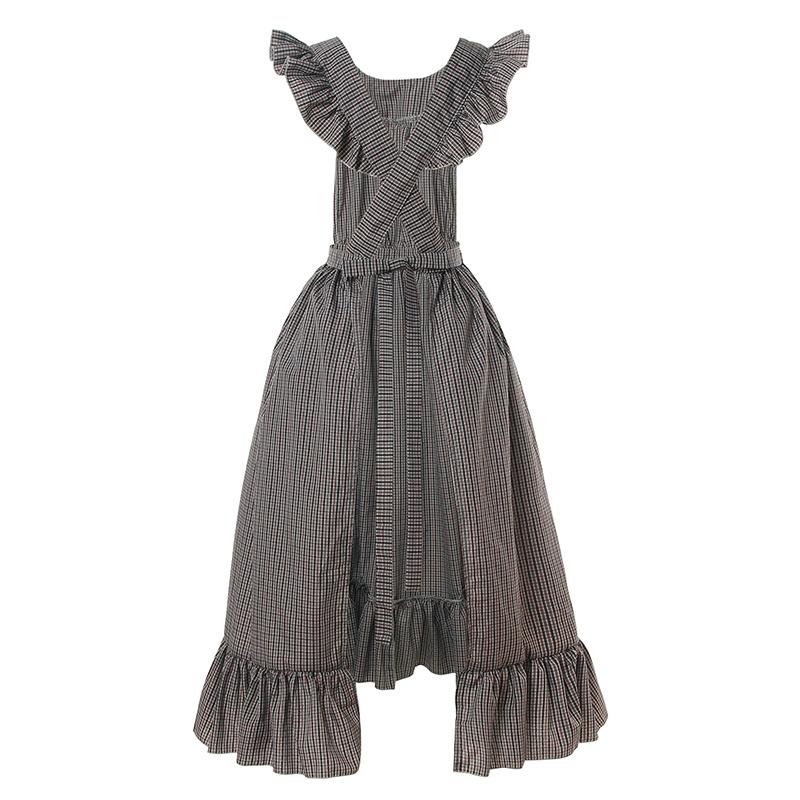 Women Renaissance Victorian Medieval Plaid Long Vintage Apron