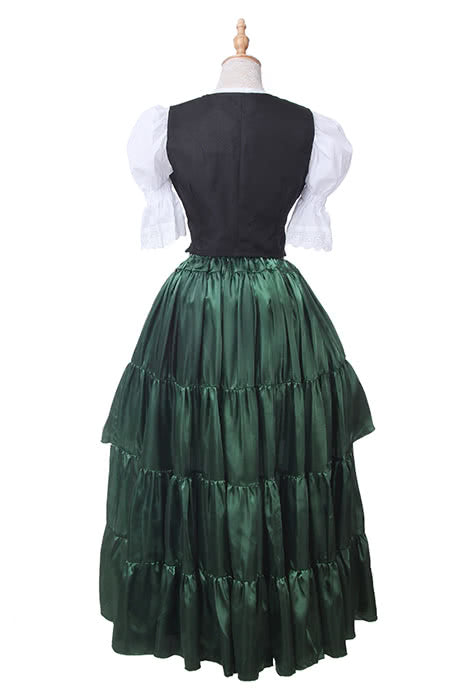Women Retro Long Dress Green Belly Dance Cosplay Costumes GC14C-F-3
