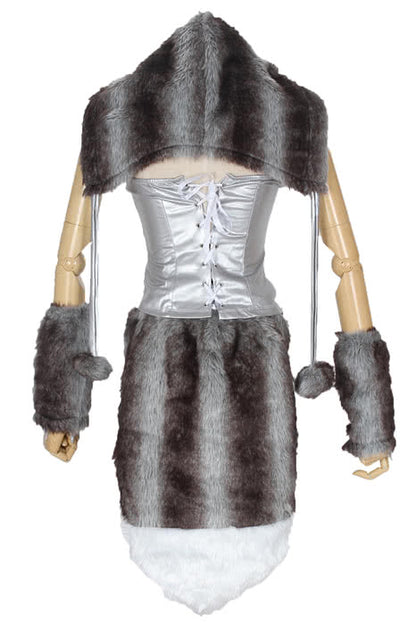 Furry animal timber wolf halloween costumes Gray cool complete set