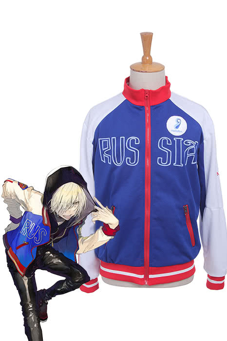 Yuri on Ice Yuri Plisetsky Blue Sportswear Coat  Cosplay Costumes