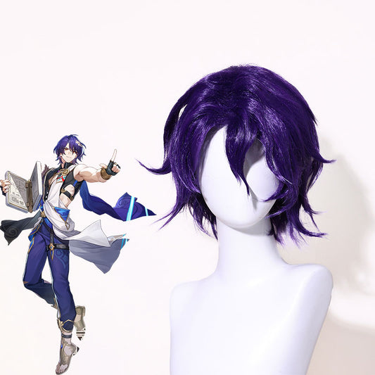 Honkai:Star Rail Dr.Ratio Cosplay Wig Dark purple Short Wig 01