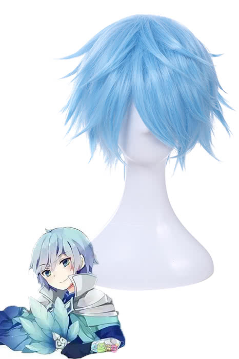 30CM Short Cosplay Wig King of Glory Zhuge Liang Light Blue Anime Party Hair