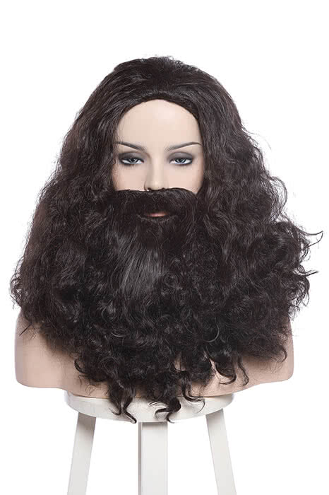 Harry Potter Rubeus Hagrid Long Curly Brown Movie Cosplay Man Wigs