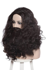 Harry Potter Rubeus Hagrid Long Curly Brown Movie Cosplay Man Wigs