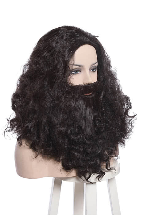 Harry Potter Rubeus Hagrid Long Curly Brown Movie Cosplay Man Wigs