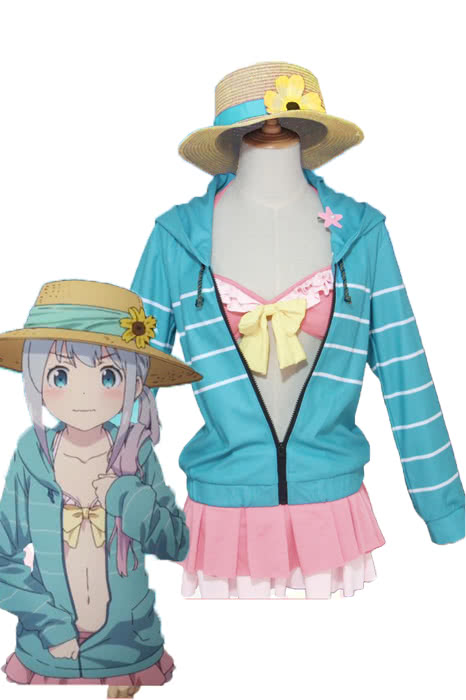 Eromanga Sensei Izumi Sagiri Anime Pink Swimsuit Cosplay Costumes